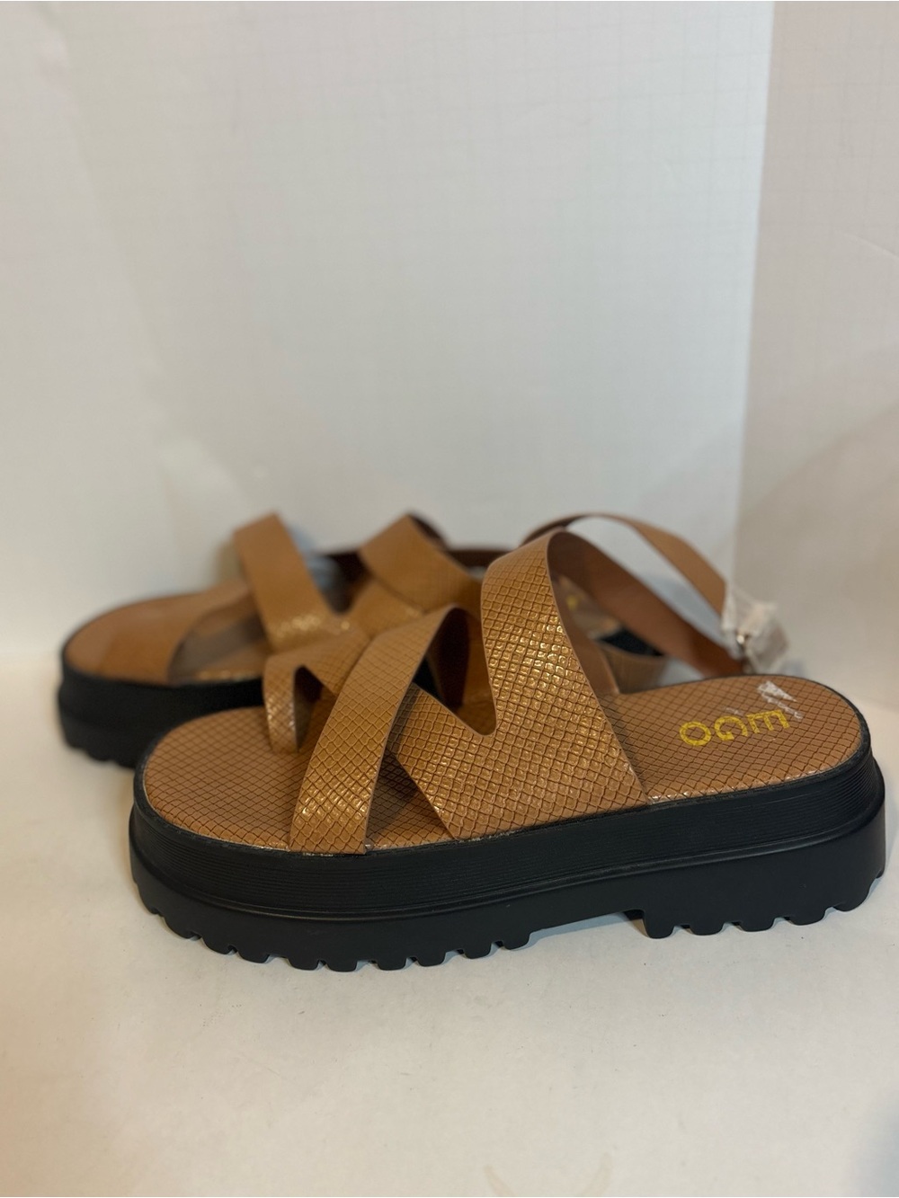 EGO Tan Crisscross Platform Sandals